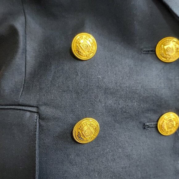 Frame Navy Blue Double Breasted Gold Button Blazer - Picture 4 of 8